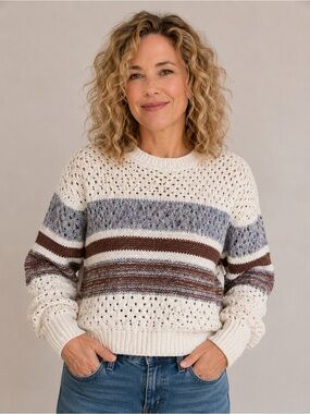 Natural Reflections | Open Knit Crewneck Sweater | Size XL | NWOT |  Layering